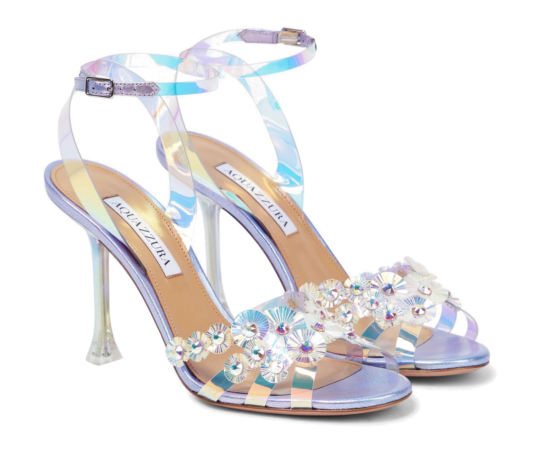 Aquazzura - Meteorite 95 embellished PVC sandals