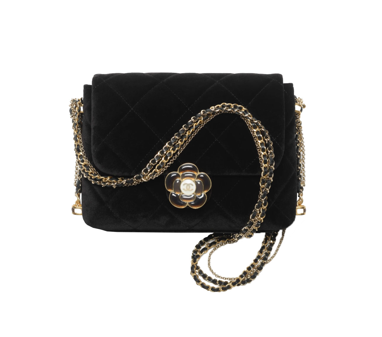 CHANEL Mini Flap Bag – Velvet, Enamel & Gold-Tone Metal