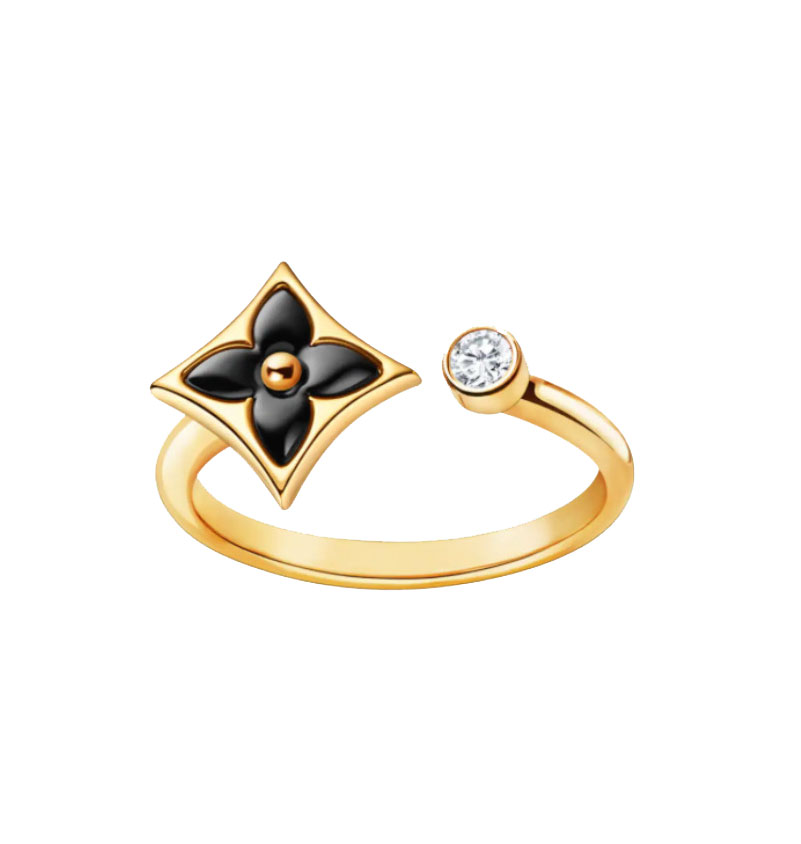 Louis Vuitton - Colour Blossom Mini Star Ring, Yellow Gold, Onyx and Diamond