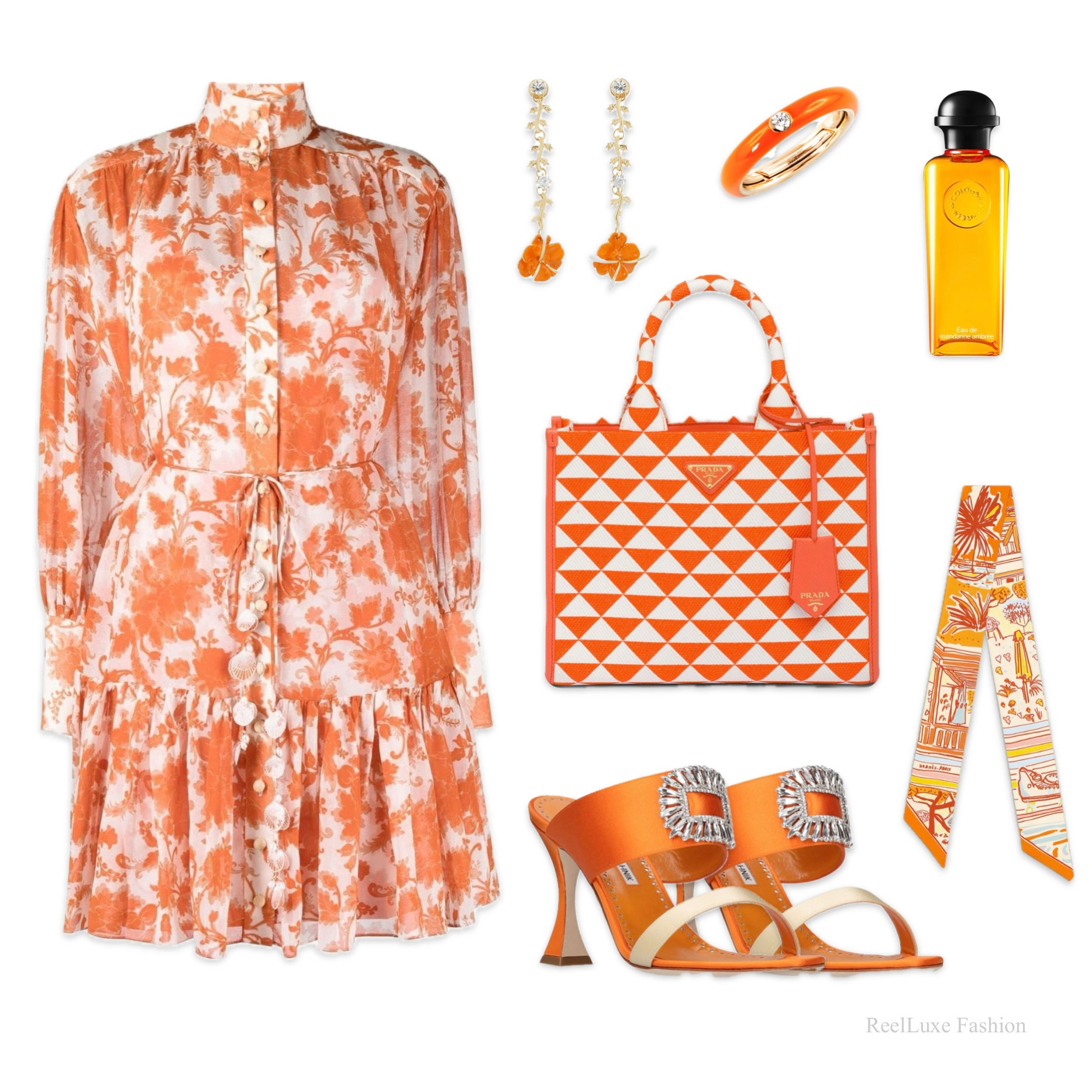 Orange Summer Vacation Outfit Idea with a Zimmermann Dress