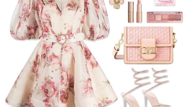Pink Powder Summer Outfit Idea with a Zimmermann Dress and Louis Vuitton Mini Dauphine Bag