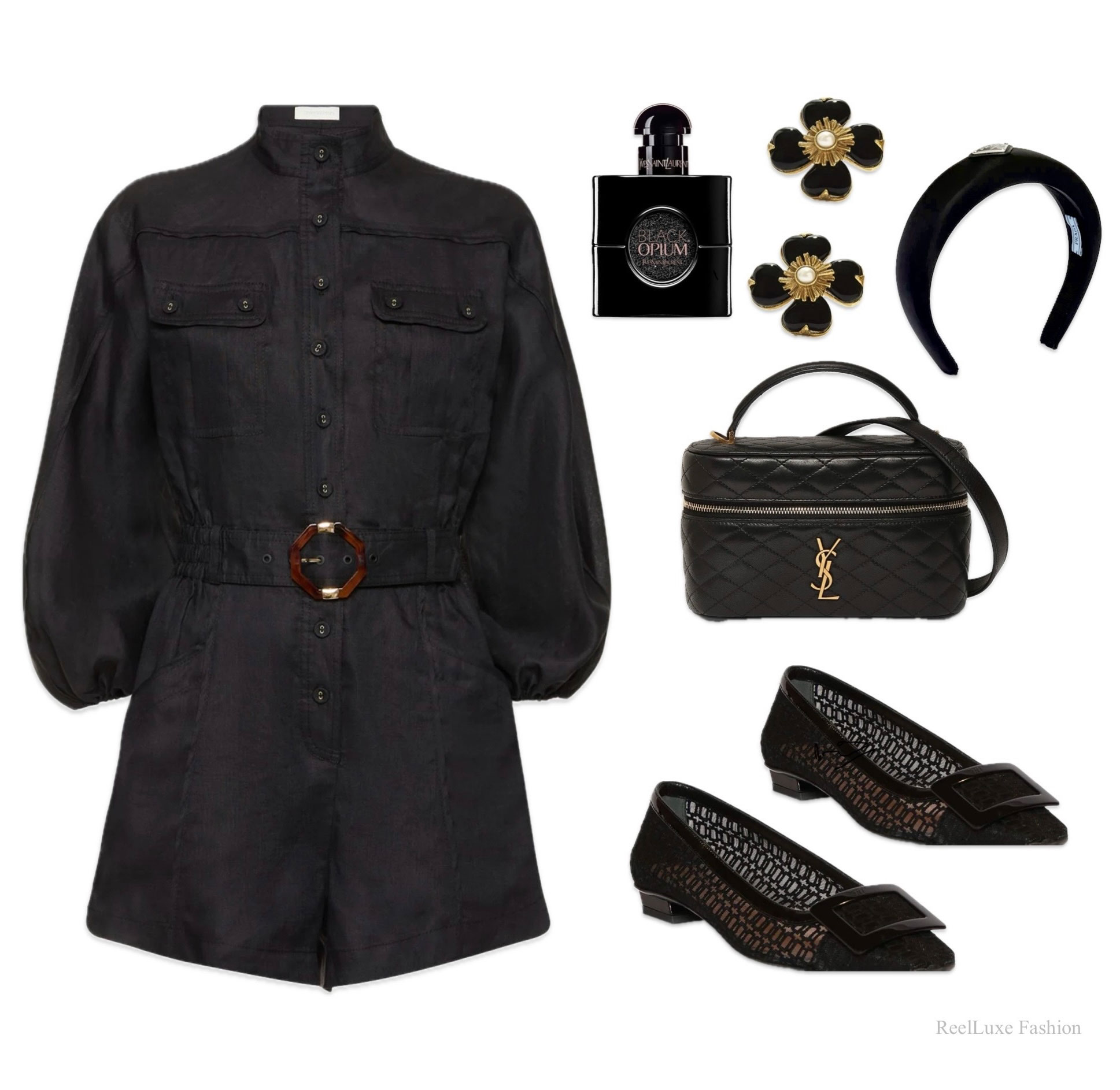 Total Black Outfit Idea with a Zimmermann Dress and YSL Bag