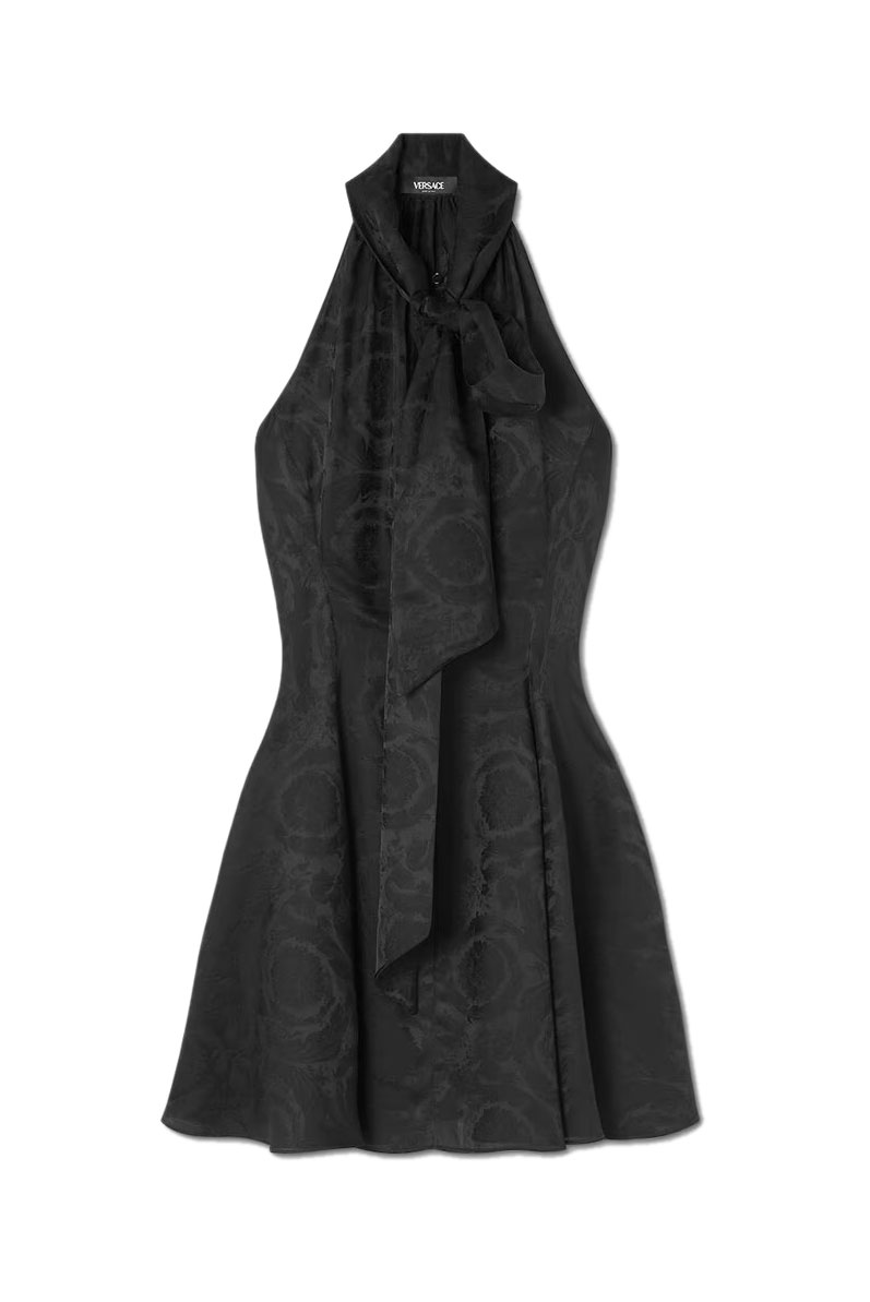 Versace - Barocco Scarf-Tie Mini Dress