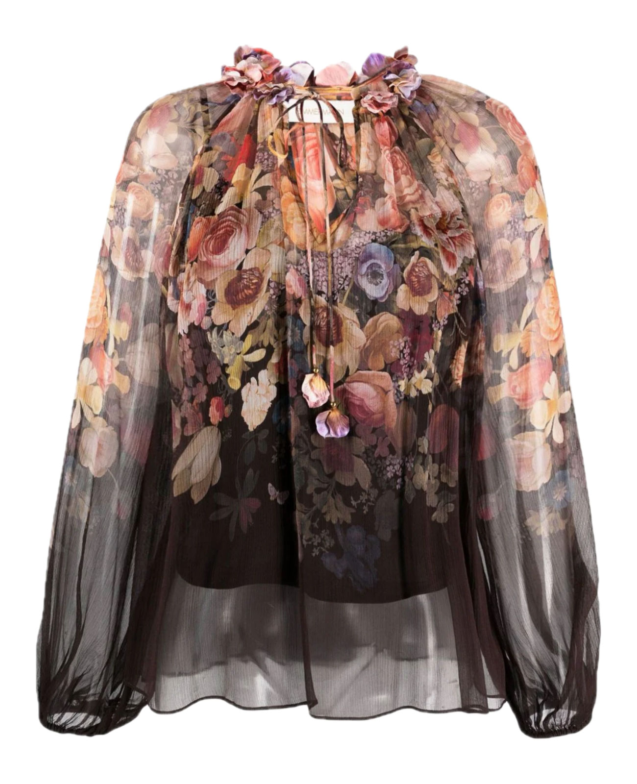 Zimmermann - Gathered-neck floral-print blouse