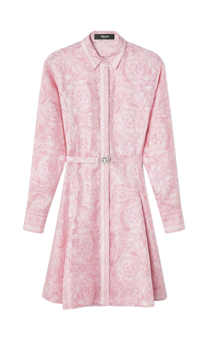 Versace - Barocco Silk Midi Shirt Dress