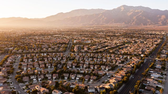 Sunset View of the Residential Suburban Core of Rancho Cucamonga, California
